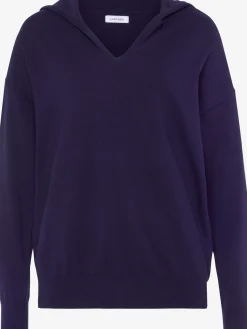 Pull en tricot sweat à capuche en tricot avec encolure en v