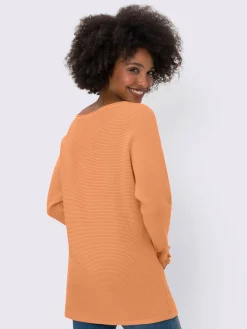 Pull encolure ronde effet côtelé en biais
