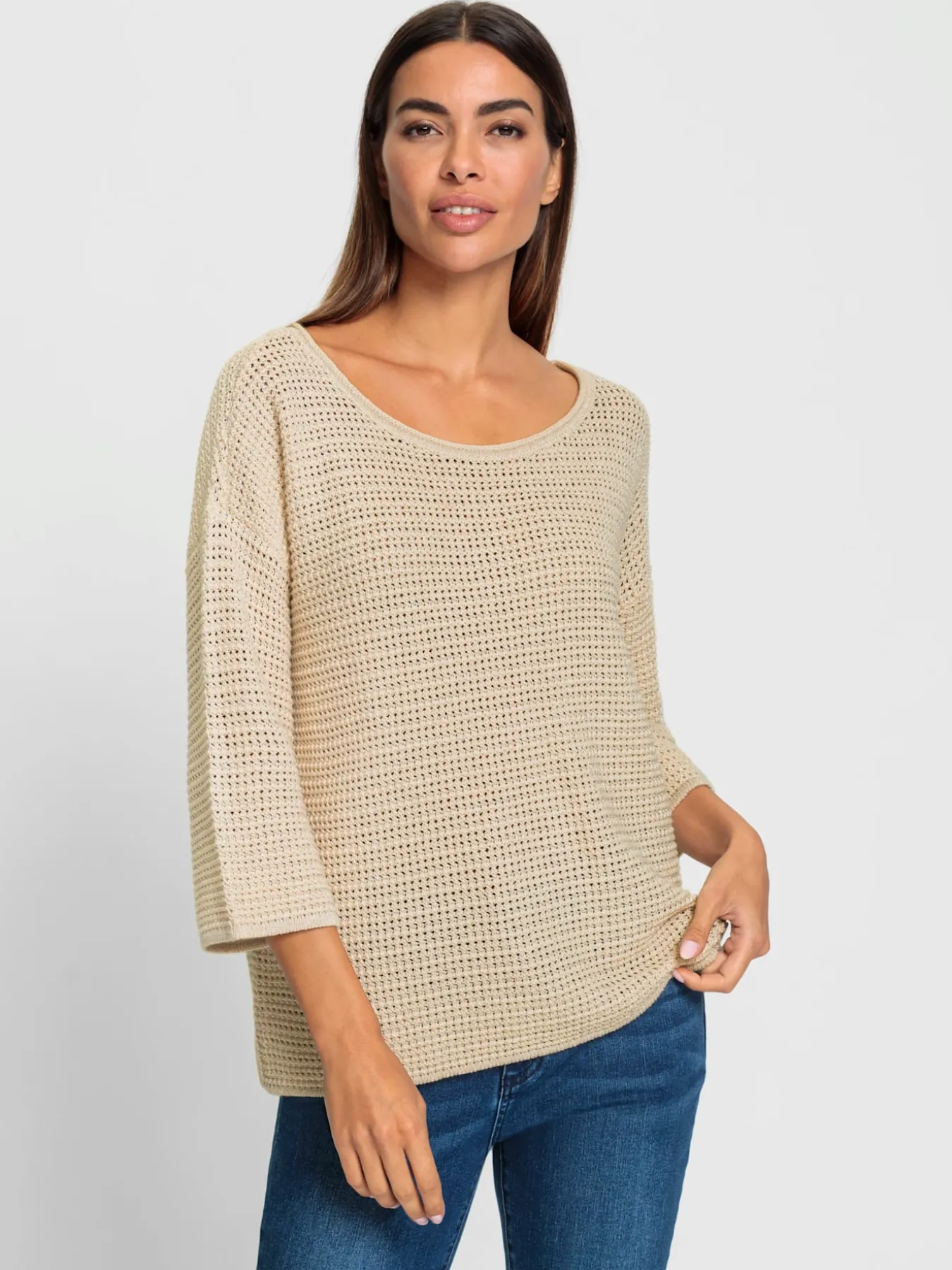 Pull encolure ronde fil fantaisie brillant