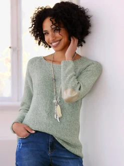 Pull encolure ronde joli motif en tricot