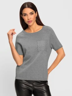 Pull encolure ronde manches mi-longues affinantes
