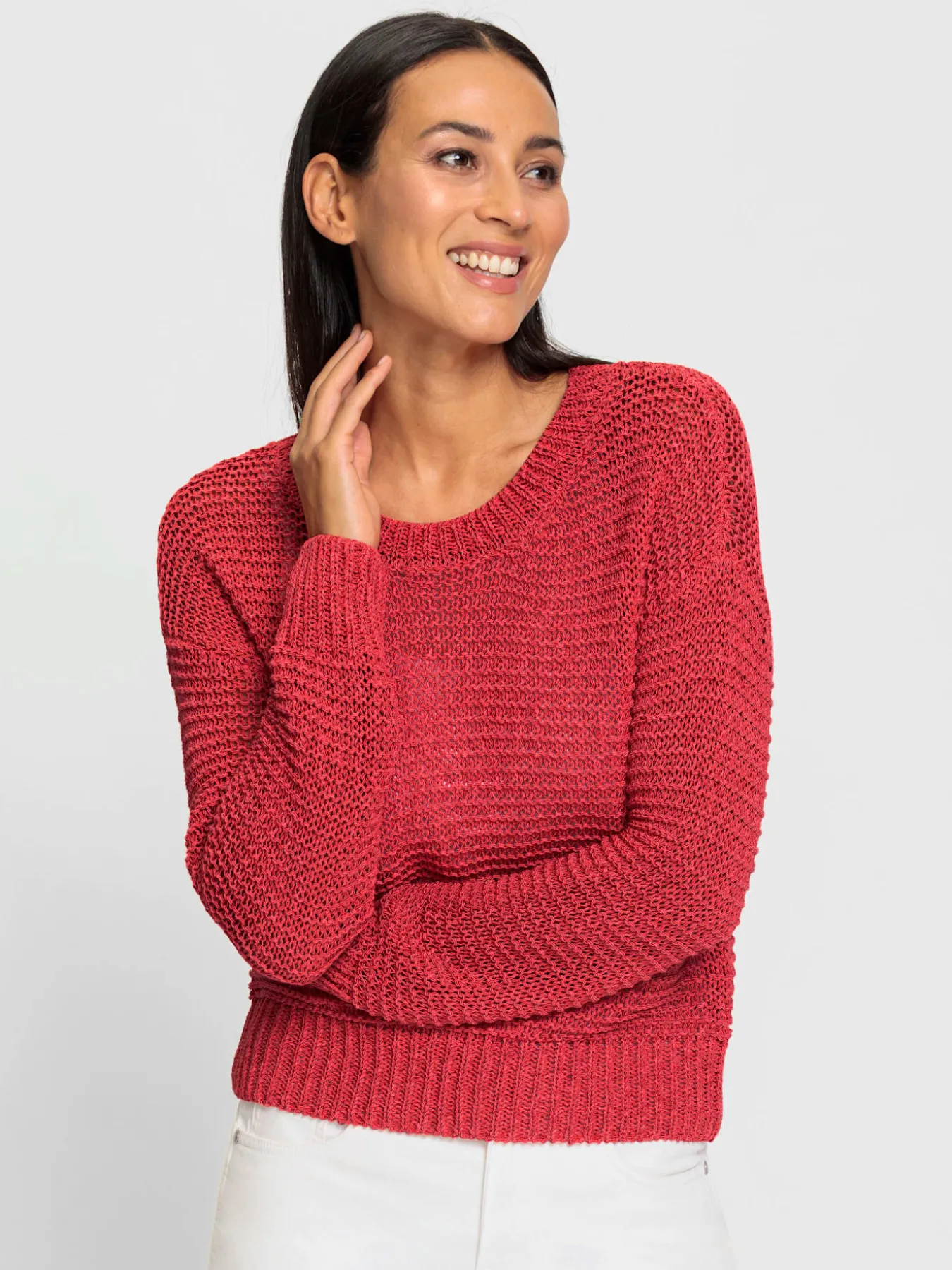 Pull encolure ronde motif maille moderne