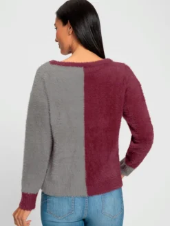 Pull encolure ronde motif color block tendance