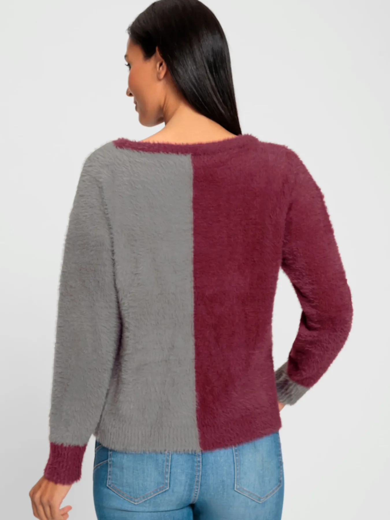 Pull encolure ronde motif color block tendance