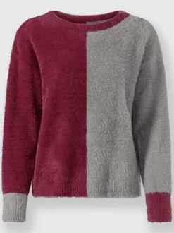 Pull encolure ronde motif color block tendance