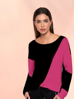 Pull encolure ronde motif graphique