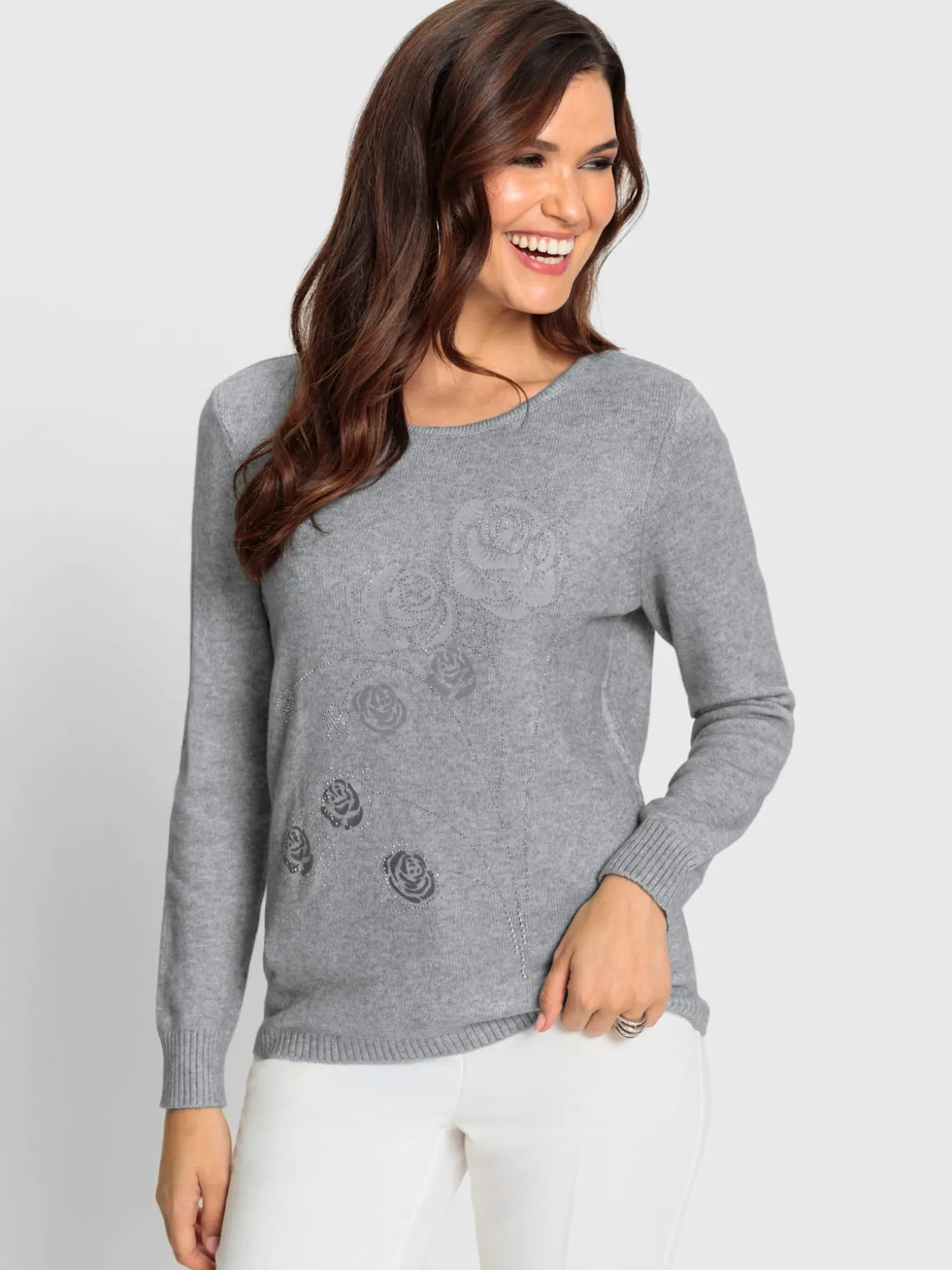 Pull encolure ronde petites pierres brillantes fantaisie