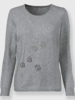 Pull encolure ronde petites pierres brillantes fantaisie