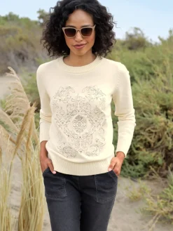 Pull encolure ronde superbe broderie