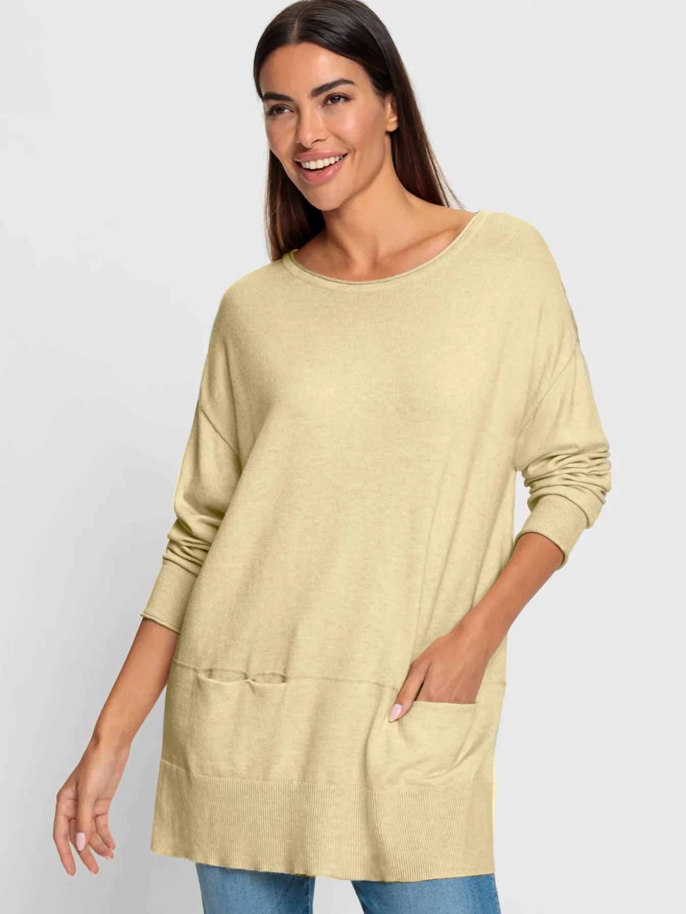 Pull encolure ronde tricot chiné