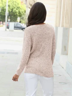 Pull femme à col en v et manches longues