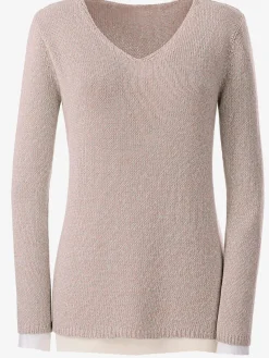 Pull femme à col en v et manches longues