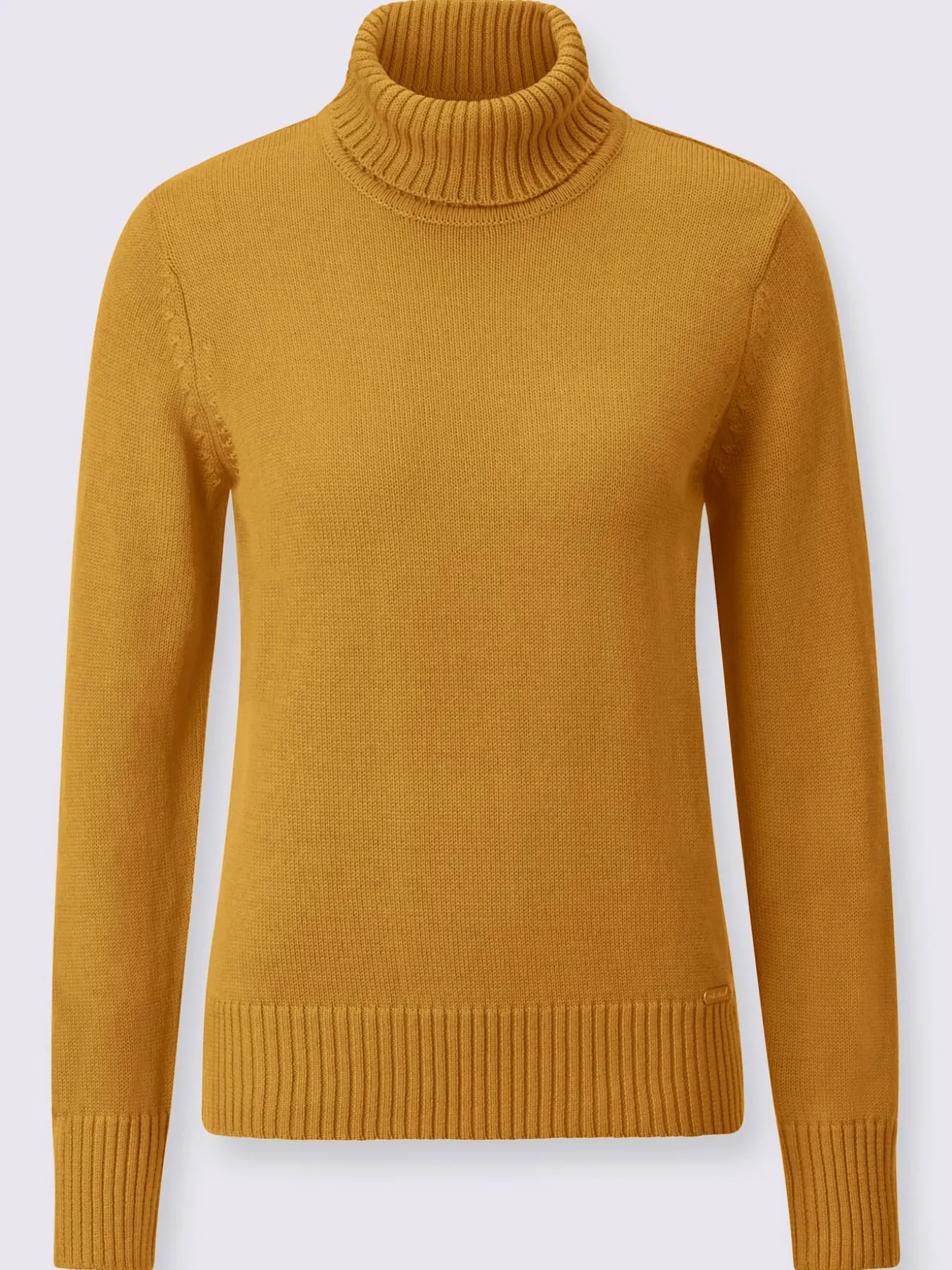 Pull femme col roulé manches ourlet avec finitions côtelées