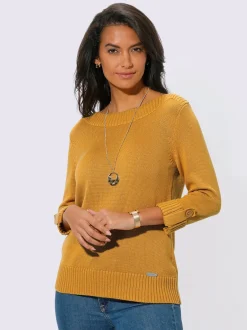 Pull femme manches 3/4 revers boutonnés