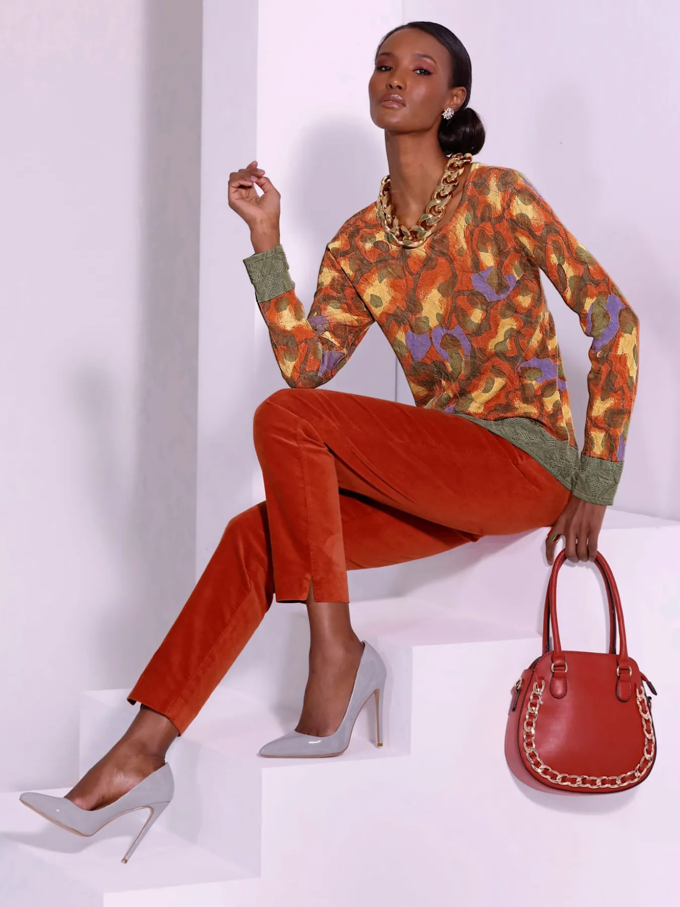Pull jacquard imprimé tendance