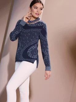 Pull jacquard mélange de viscose doux