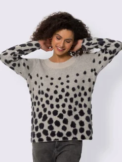 Pull jacquard motif à pois tendance