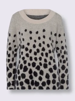 Pull jacquard motif à pois tendance
