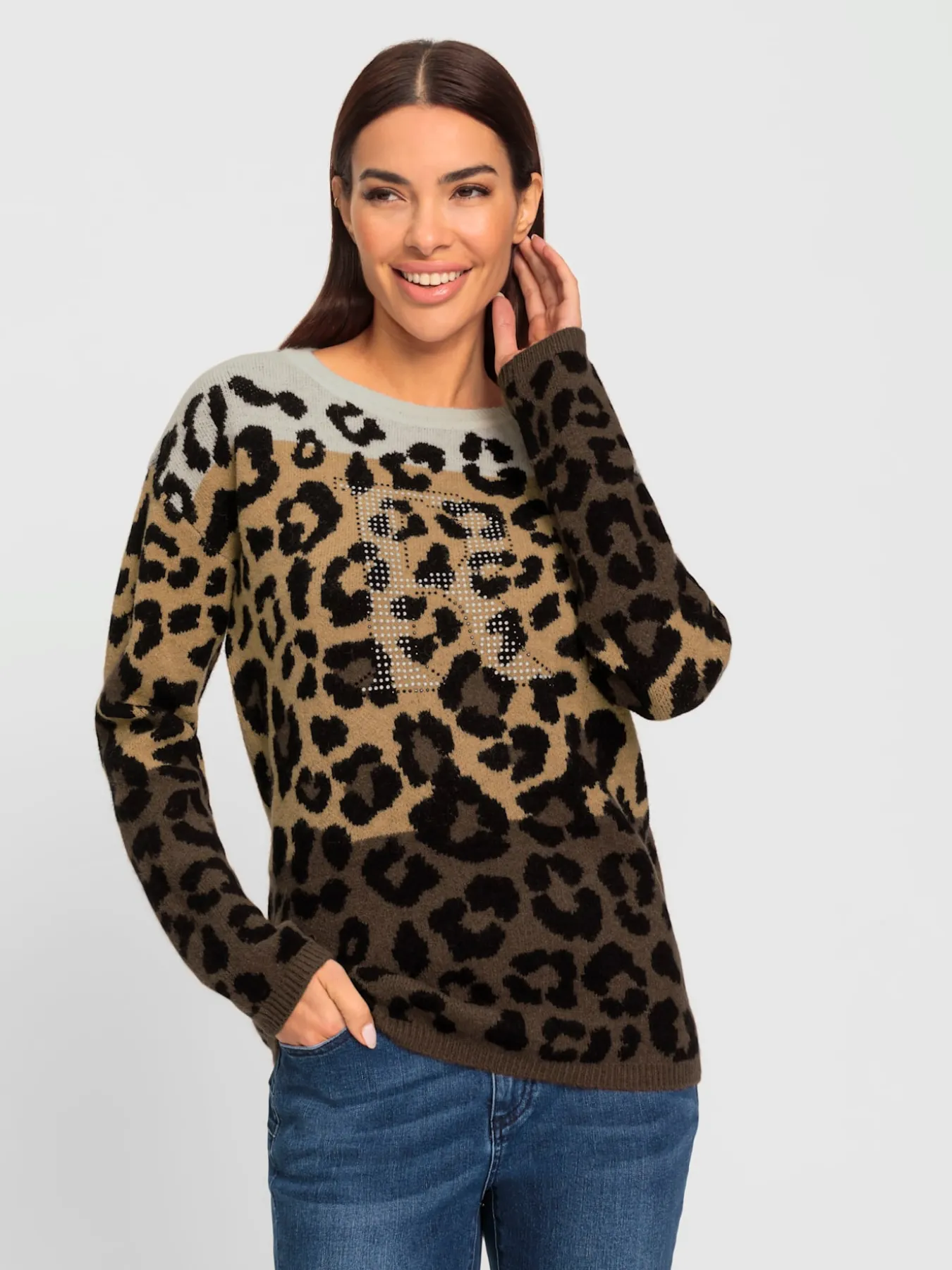 Pull jacquard motif animal tendance
