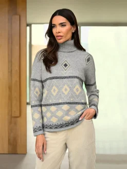 Pull jacquard superbe motif intarsia