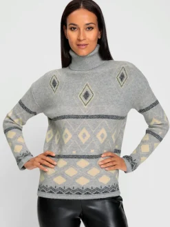 Pull jacquard superbe motif intarsia