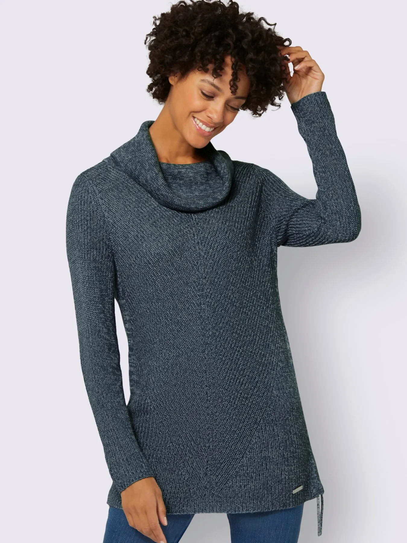Pull long tricot chiné