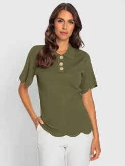 Pull polo boutons décoratifs