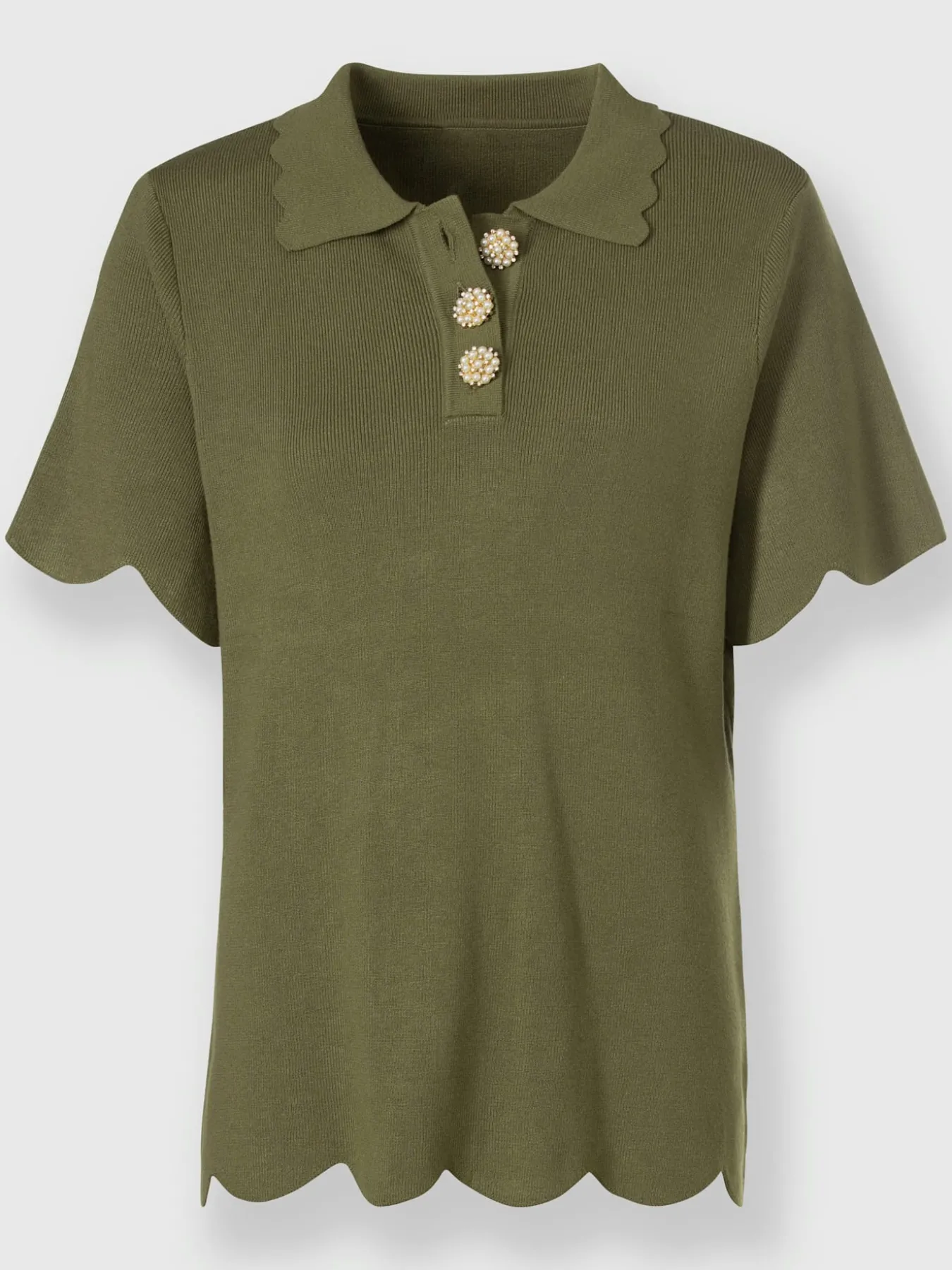 Pull polo boutons décoratifs