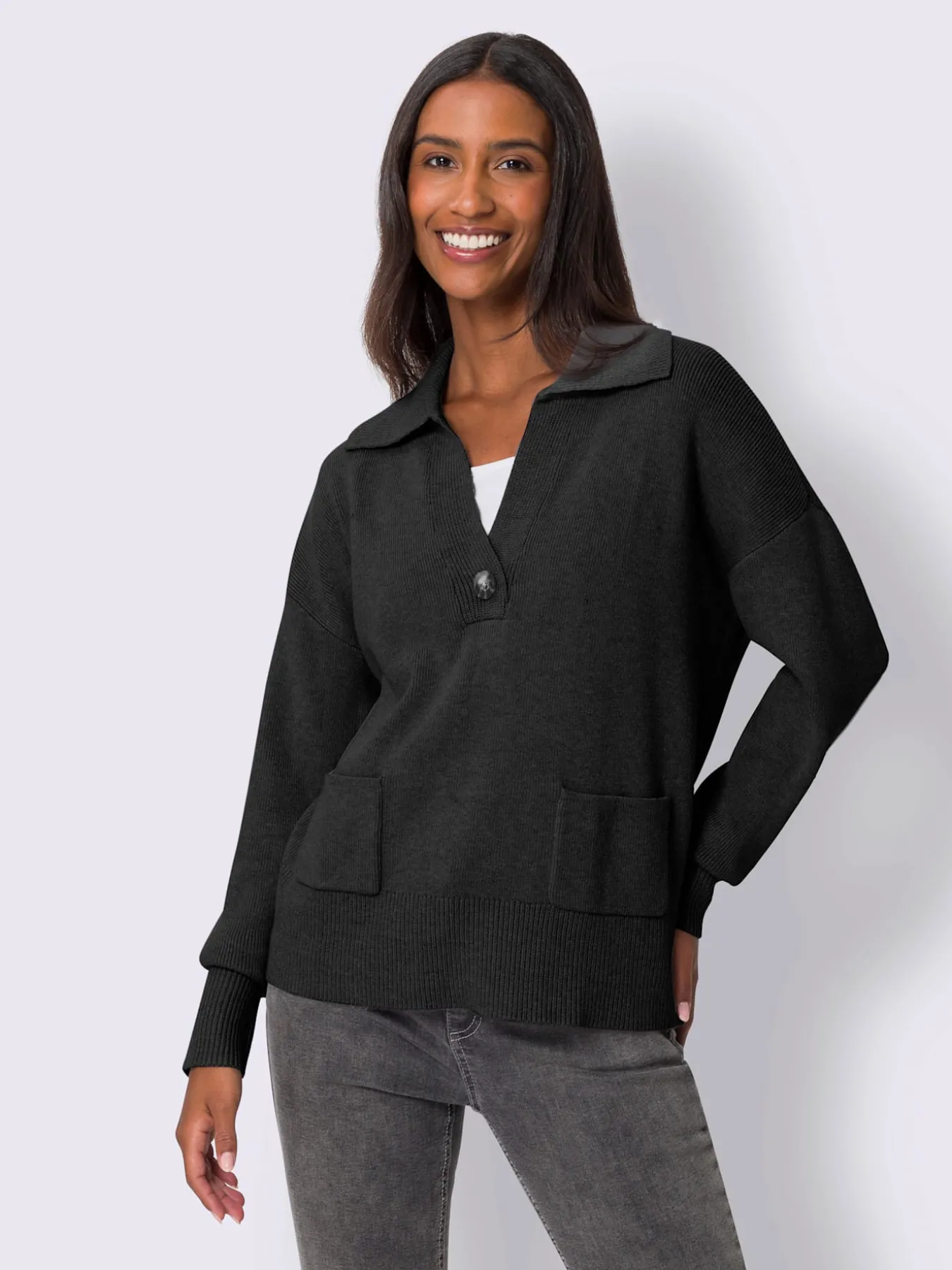Pull polo encolure en v dégagée