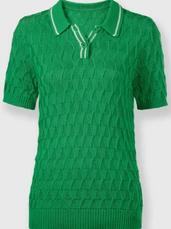 Pull polo motif ajouré léger