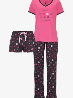 Pyjama 3 pièces : t-shirt, pantalon, short