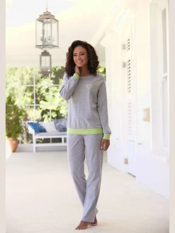 Pyjama avec bords-côtes en fils teintés couleur fluo