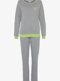 Pyjama avec bords-côtes en fils teintés couleur fluo