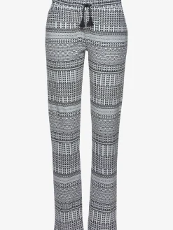 Pyjama avec haut uni et pantalon à motifs
