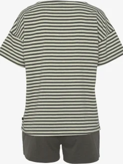 Pyjama court à rayures en fils teintés
