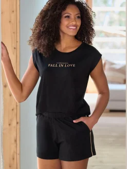 Pyjama court avec détails imprimés