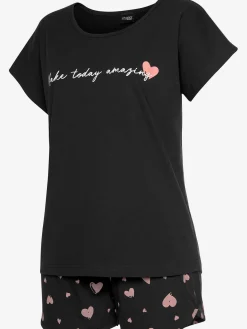 Pyjama court t-shirt de nuit à manches courtes et inscription