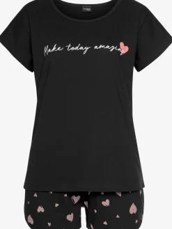 Pyjama court t-shirt de nuit à manches courtes et inscription