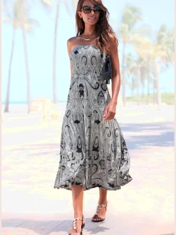 Robe 2 en 1 large ceinture smockée sur le haut