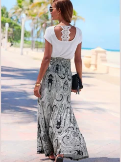 Robe 2 en 1 large ceinture smockée sur le haut