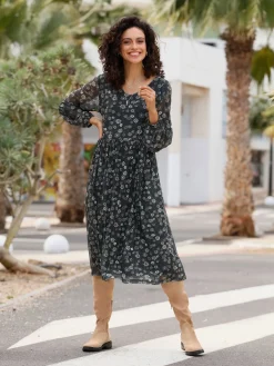 Robe à fleurs qualité maille imprimée