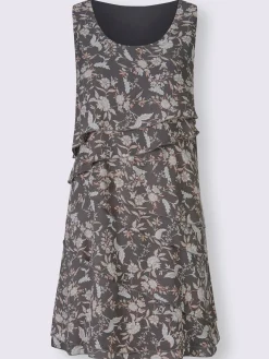 Robe à motif floral et effet superposé affinant