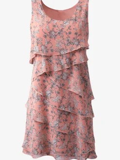 Robe à motif floral et effet superposé affinant