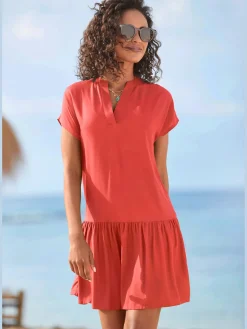 Robe chemisier courte à encolure en v