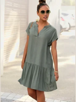 Robe chemisier courte à encolure en v