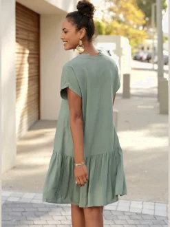 Robe chemisier courte à encolure en v