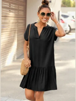 Robe chemisier courte à encolure en v