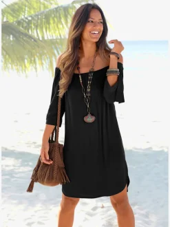 Robe chemisier élastique à l'encolure