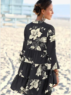 Robe chemisier robe tunique décontractée à col v