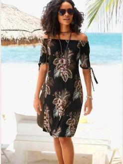 Robe de plage robe d'été dénudée avec imprimé